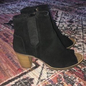 Black open toed booties